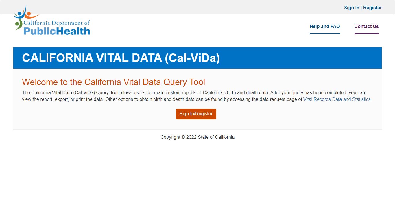 California Vital Data (Cal-ViDa) - VSQ Client Portal