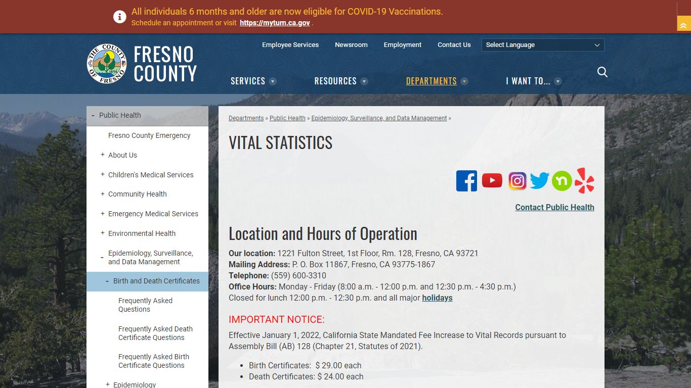 VITAL STATISTICS | County of Fresno - Fresno County, California